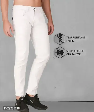 Stylish White Denim Mid-Rise Jeans For Men-thumb5