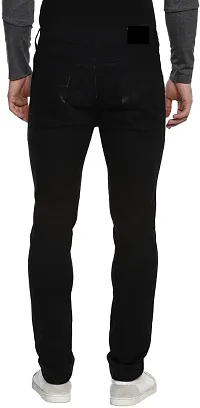 Stylish Black Cotton Blend Solid Mid Rise Jeans For Men-thumb4