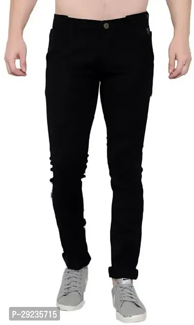 Stylish Black Denim Mid-Rise Jeans For Men-thumb2