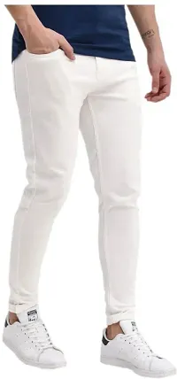 Comfortable White Denim Mid-Rise Jeans For Men-thumb2