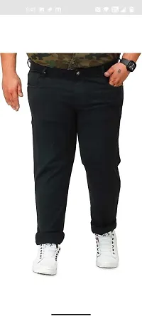 Stylish Black Cotton Blend Solid Mid Rise Jeans For Men-thumb1