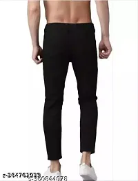 Stylish Black Cotton Blend Solid Mid Rise Jeans For Men-thumb1