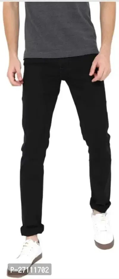 Stylish Black Cotton Blend Mid-Rise Jeans For Men-thumb0