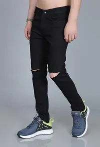 Stylish Black Denim Mid-Rise Jeans For Men-thumb2