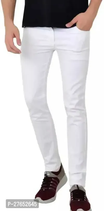 Stylish White Denim Mid-Rise Jeans For Men-thumb0