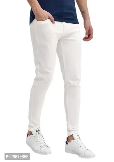 Stylish White Denim Mid-Rise Jeans For Men-thumb3