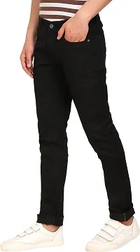 Stylish Black Denim Solid Mid Rise Jeans For Men-thumb3