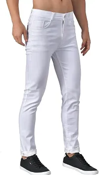 Stylish White Denim Mid-Rise Jeans For Men-thumb3