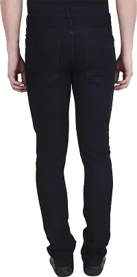 Stylish Black Denim Lycra Mid-Rise Jeans For Men-thumb2