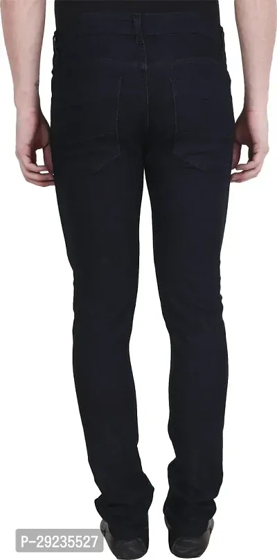 Stylish Black Denim Lycra Mid-Rise Jeans For Men-thumb3