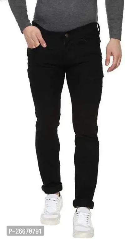 Stylish Black Denim Mid-Rise Jeans For Men