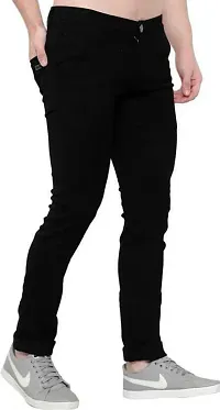 Elegant Black Denim Solid Mid-Rise Jeans For Men-thumb4