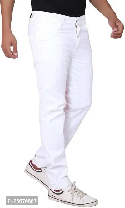 Stylish White Denim Mid-Rise Jeans For Men-thumb3