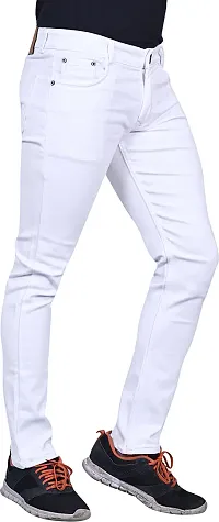 JOVS HIL Stylish White Denim Mid-Rise Jeans For Men-thumb3