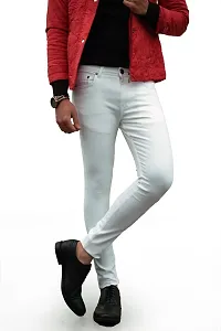 MR BARE Stylish White Cotton Blend Mid-Rise Jeans For Men-thumb3