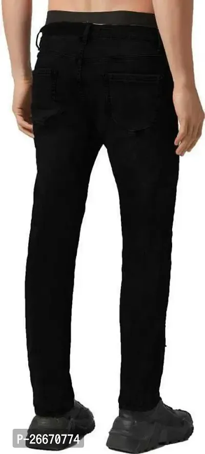 Stylish Black Denim Mid-Rise Jeans For Men-thumb2