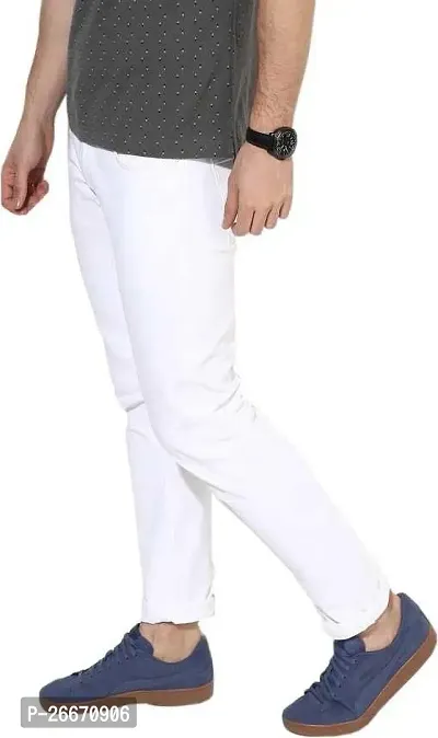 Stylish White Denim Mid-Rise Jeans For Men-thumb3