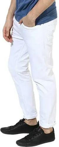 Stylish White Denim Mid-Rise Jeans For Men-thumb2