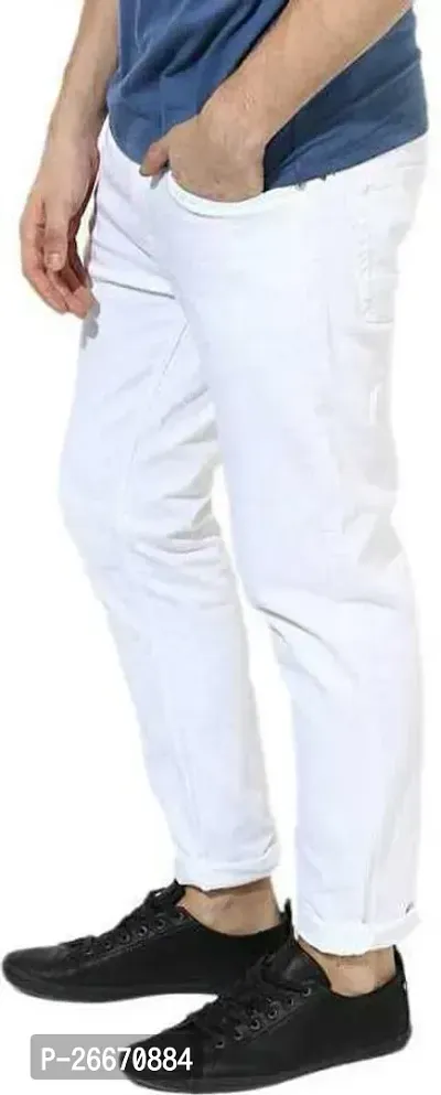 Stylish White Denim Mid-Rise Jeans For Men-thumb3