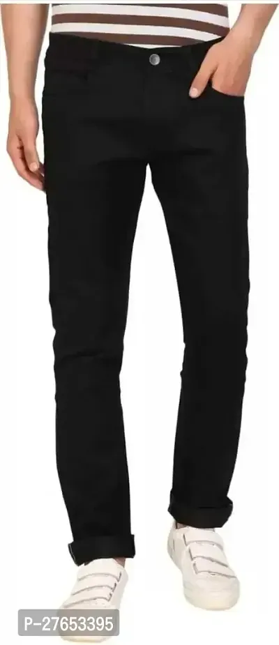 Stylish Black Denim Mid-Rise Jeans For Men-thumb0