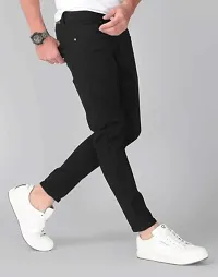 Stylish Black Denim Blend Mid-Rise Jeans For Men-thumb1