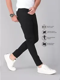 Stylish Black Denim Solid Mid Rise Jeans For Men-thumb2