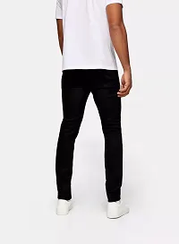 Stylish Black Denim Solid Mid Rise Jeans For Men-thumb1