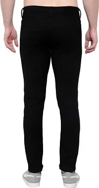 Elegant Black Denim Solid Mid-Rise Jeans For Men-thumb1