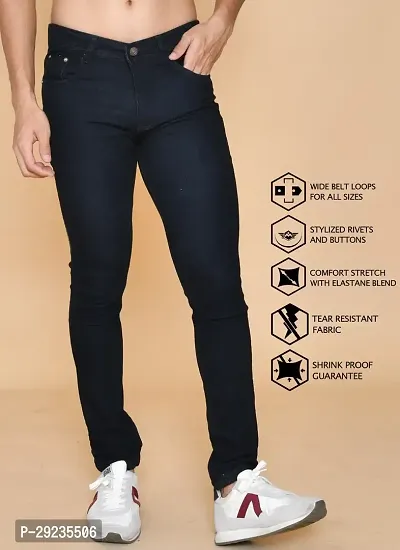 Stylish Black Denim Mid-Rise Jeans For Men-thumb0