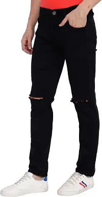 Stylish Black Denim Mid-Rise Jeans For Men-thumb1