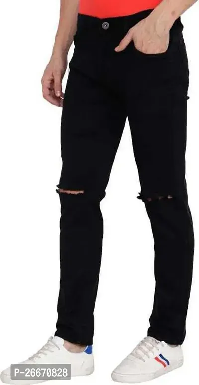 Stylish Black Denim Mid-Rise Jeans For Men-thumb2