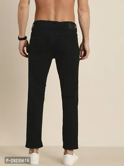 Stylish Black Cotton Mid-Rise Jeans For Men-thumb3