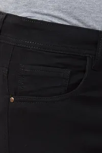 Stylish Black Cotton Blend Solid Mid Rise Jeans For Men-thumb4