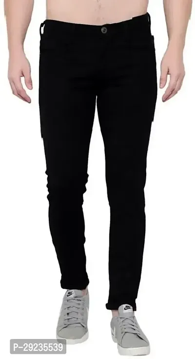 Stylish Black Denim Mid-Rise Jeans For Men-thumb0