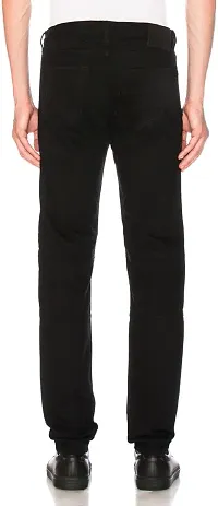 Stylish Black Denim Mid-Rise Jeans For Men-thumb1