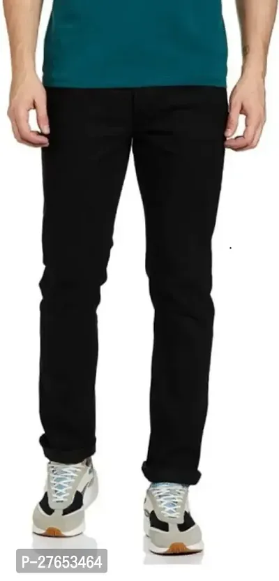 Stylish Black Denim Mid-Rise Jeans For Men