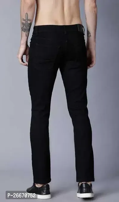 Stylish Black Denim Mid-Rise Jeans For Men-thumb2