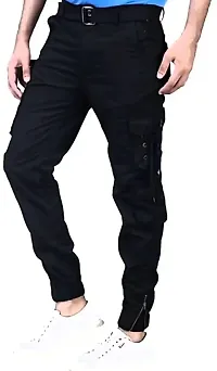 Elegant Cotton Blend Solid Cargos For Men-thumb2