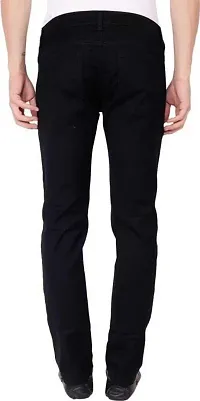 Elegant Black Denim Solid Mid-Rise Jeans For Men-thumb1