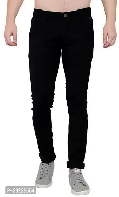 Stylish Black Denim Mid-Rise Jeans For Men-thumb0