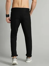 Elegant Black Denim Distress Mid-Rise Jeans For Men-thumb1