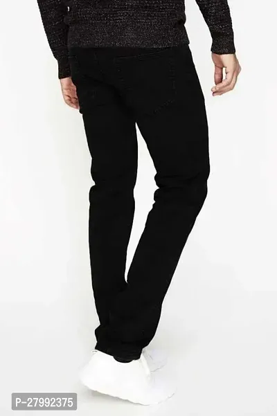 Elegant Black Denim Distress Mid-Rise Jeans For Men-thumb2