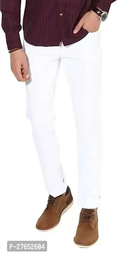 Stylish White Denim Mid-Rise Jeans For Men-thumb0