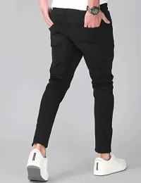 Stylish Black Denim Blend Mid-Rise Jeans For Men-thumb2