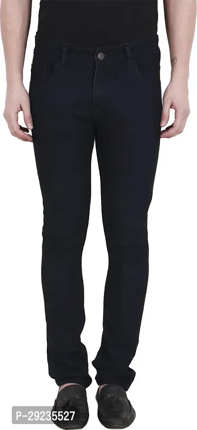 Stylish Black Denim Lycra Mid-Rise Jeans For Men-thumb0