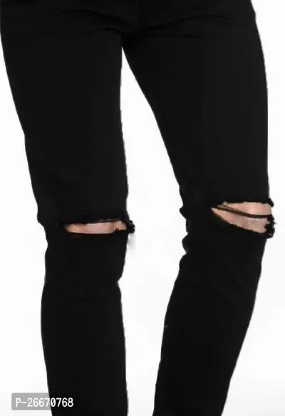 Stylish Black Denim Mid-Rise Jeans For Men-thumb3