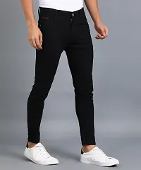 Stylish Black Polycotton Solid Mid Rise Jeans For Men-thumb3