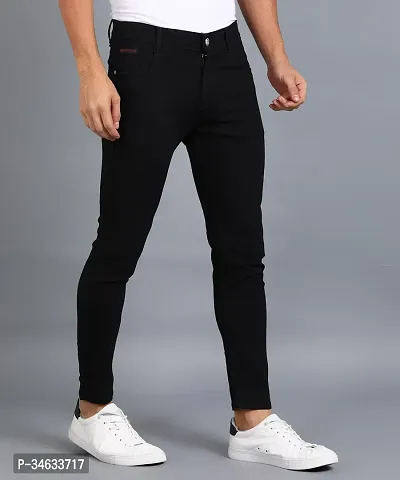 Stylish Black Polycotton Solid Mid Rise Jeans For Men-thumb4