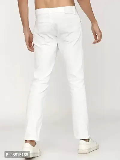 FLETE Stylish White Denim Mid-Rise Jeans For Men-thumb2