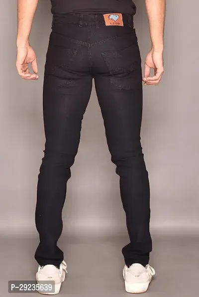 Stylish Black Cotton Streatchable Mid-Rise Jeans For Men-thumb2